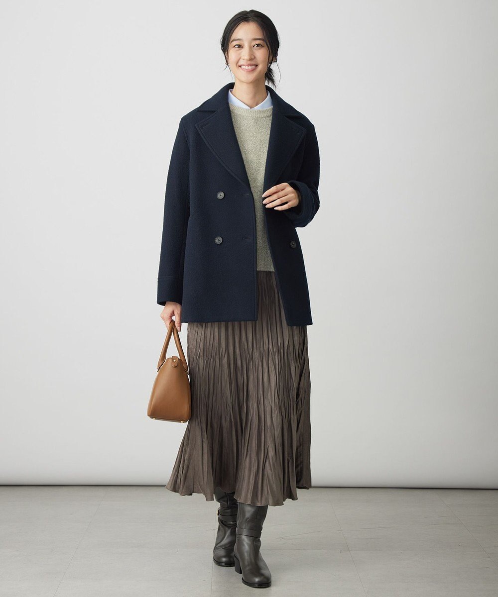 J.PRESS LADIES ライトマイクロスエード プリーツ スカート 