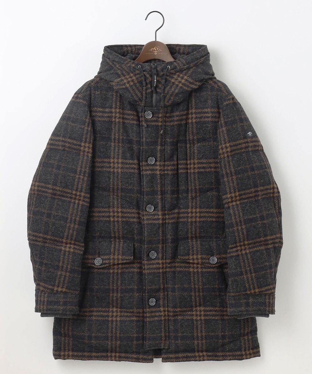 JOSEPH ABBOUD MOUNTAIN 【イタリア素材/ECOファー/9ポケット/ダウン】スライバーチェックダウン コート 