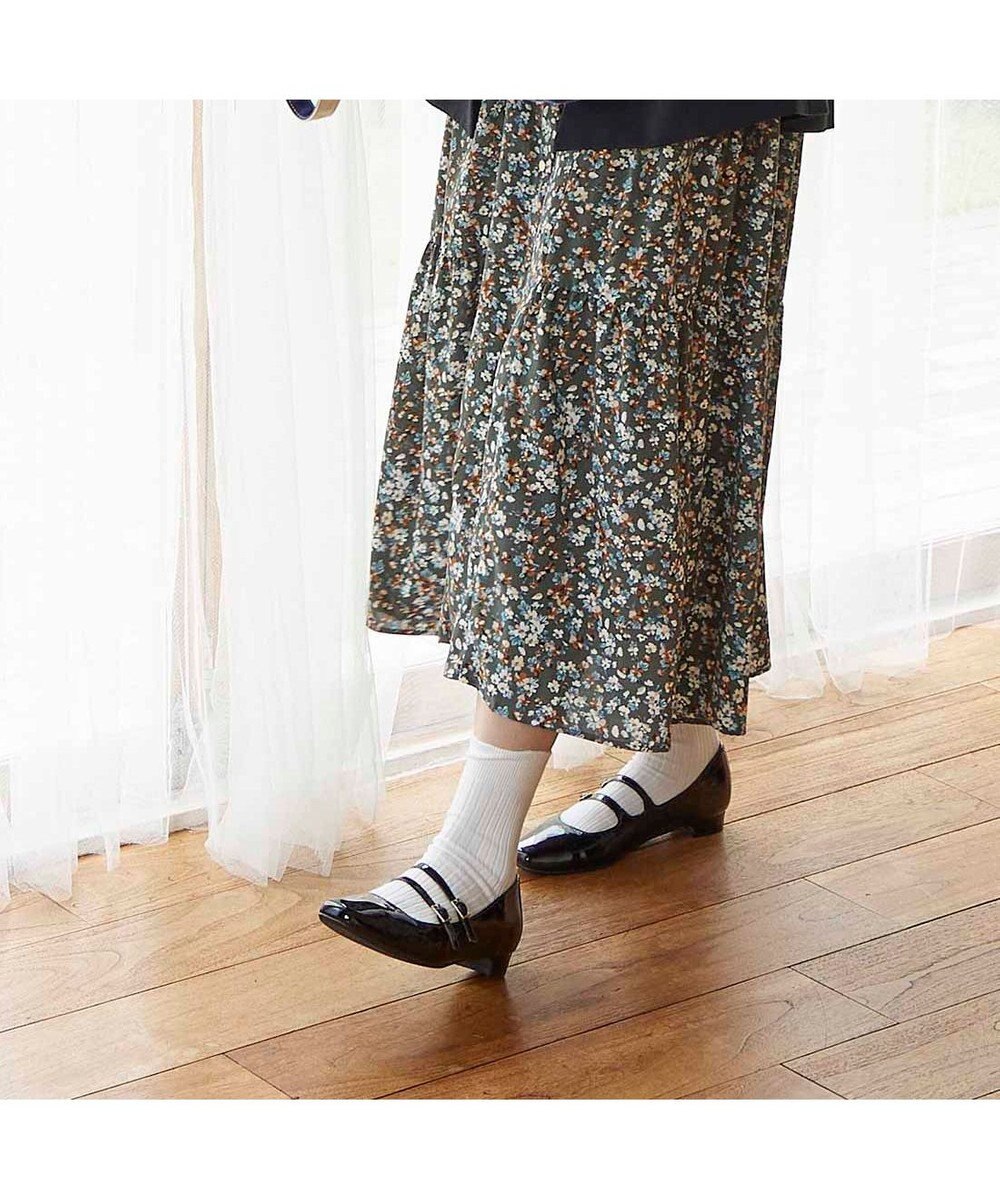 ing <ing>ダブルストラップフラットシューズ 