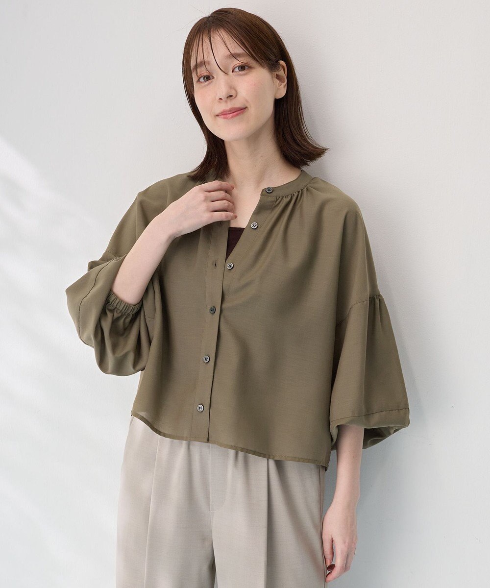 ANY シアーテックリネンギャザーブラウス 