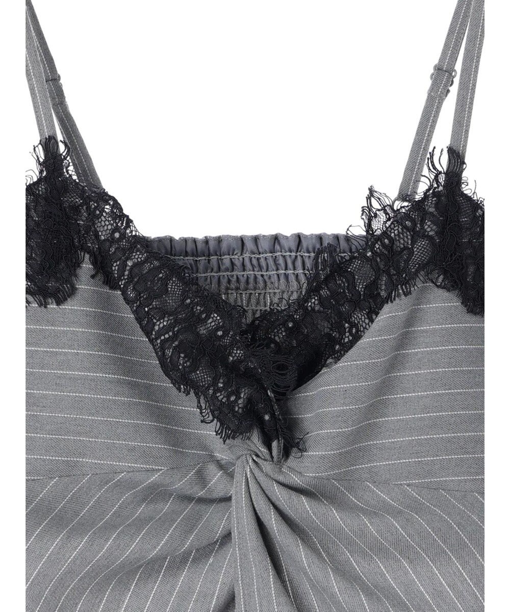 earth music&ecology ピンストライプ胸元レースビスチェ 