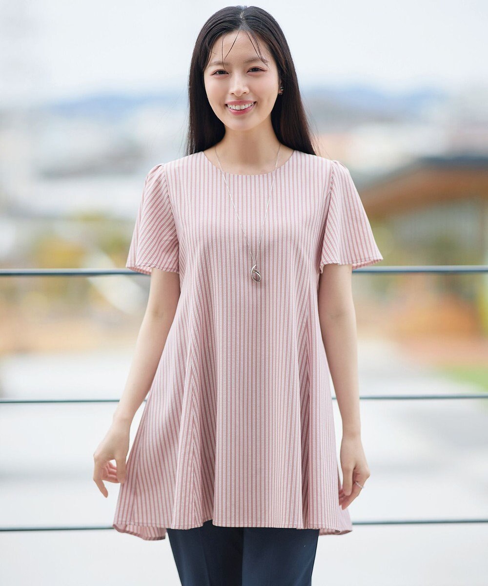 Tiaclasse L 【おのののかさん着用】半袖＆七分袖選べる袖丈バックフレアチュニック 