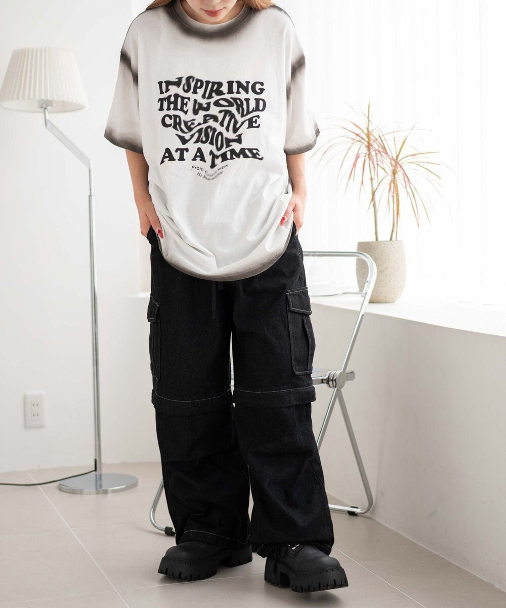 WEGO 【ウエストゴム/2WAY】2WAYデニムカーゴパンツ 