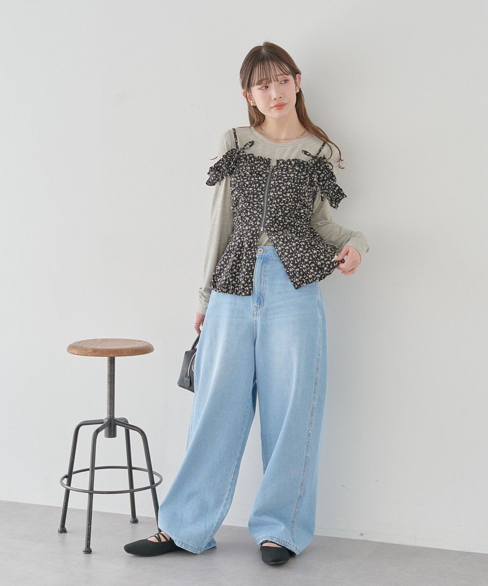 earth music&ecology スタッズデニムパンツ 