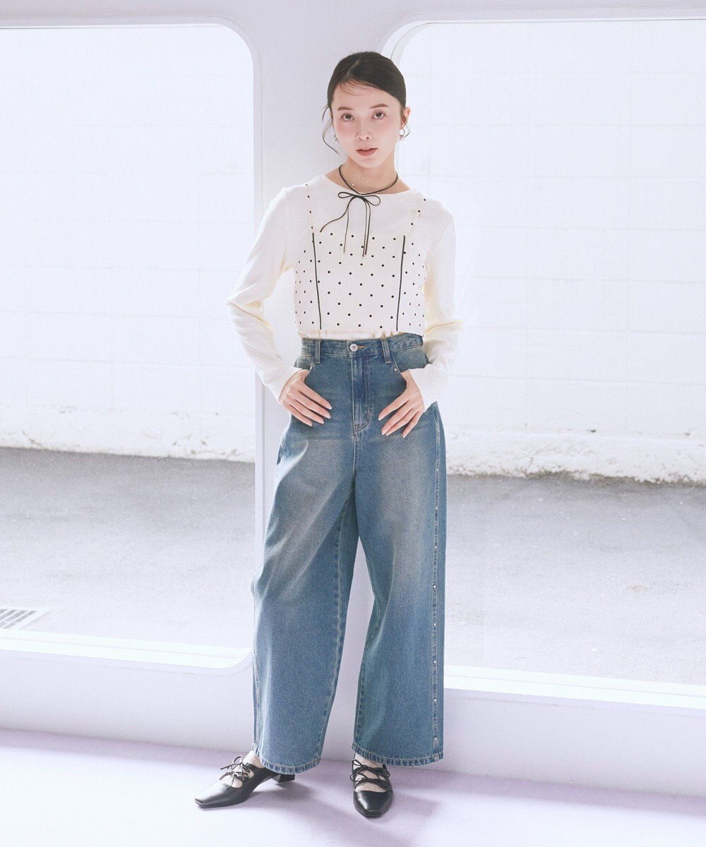 earth music&ecology スタッズデニムパンツ 