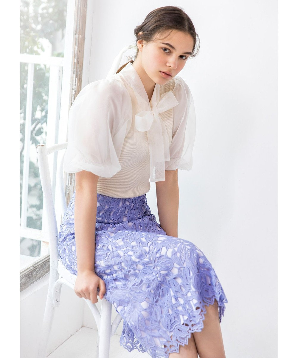 WEB限定】【TOCCA LAVENDER】2way Sheer Sleeve Knit シアートップス