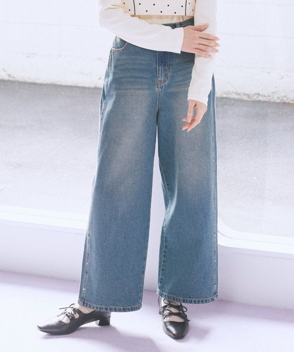 earth music&ecology スタッズデニムパンツ 