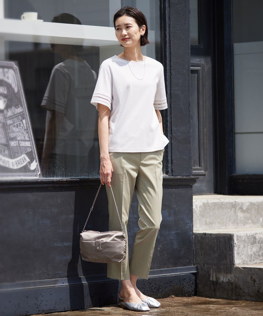 J.PRESS LADIES L 【WEB限定カラーあり・セットアップ対応・洗える・撥水・防汚】コットンFITTYシャーク テーパード パンツ 