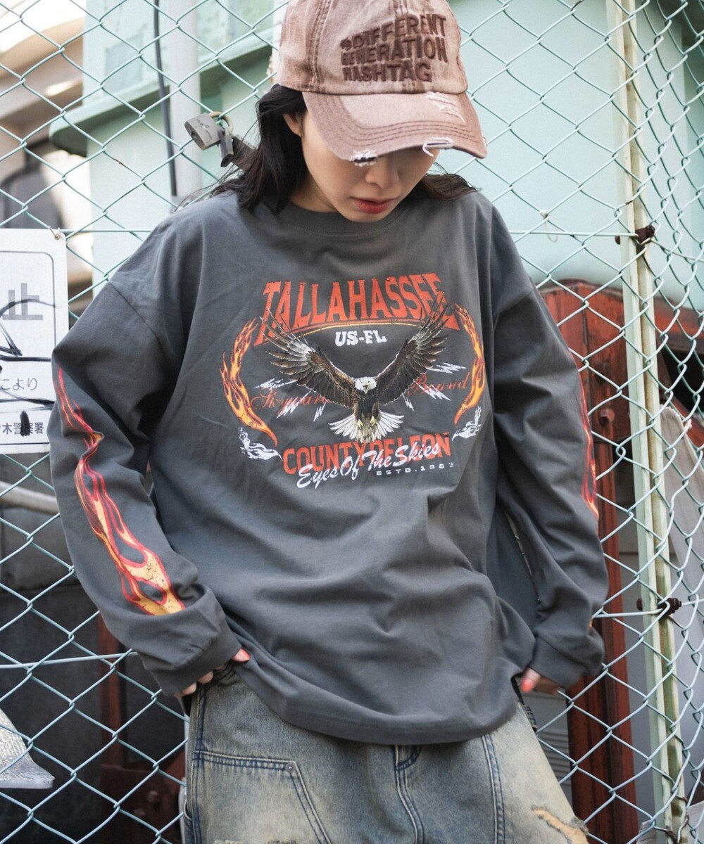 WEGO 【ユニセックス着用ITEM/MLサイズ展開】ヴィンテージライクグラフィックT（LS） 