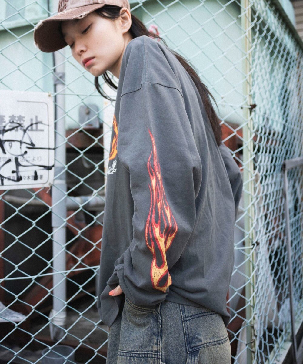 WEGO 【ユニセックス着用ITEM/MLサイズ展開】ヴィンテージライクグラフィックT（LS） 