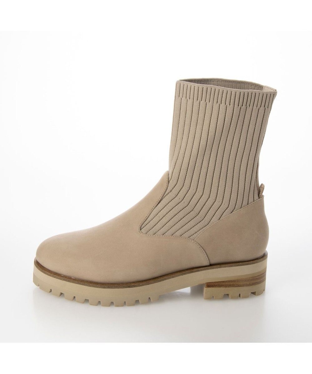 ing <ing>【サスティナブルシリーズ】ラウンドトウリブニットブーツ 