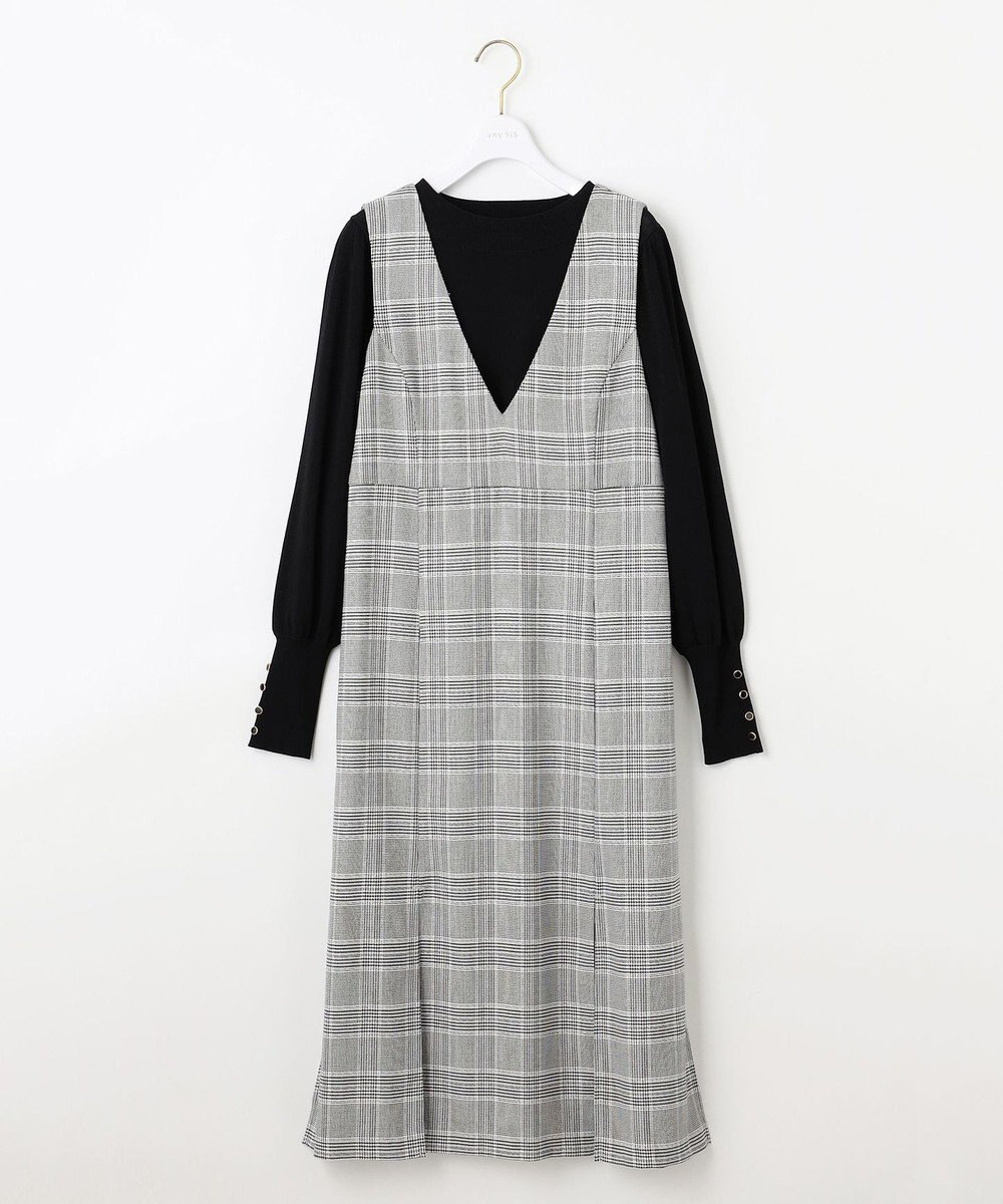 ANY SIS 【2SET】チェック ジャンパースカート× ニット 
