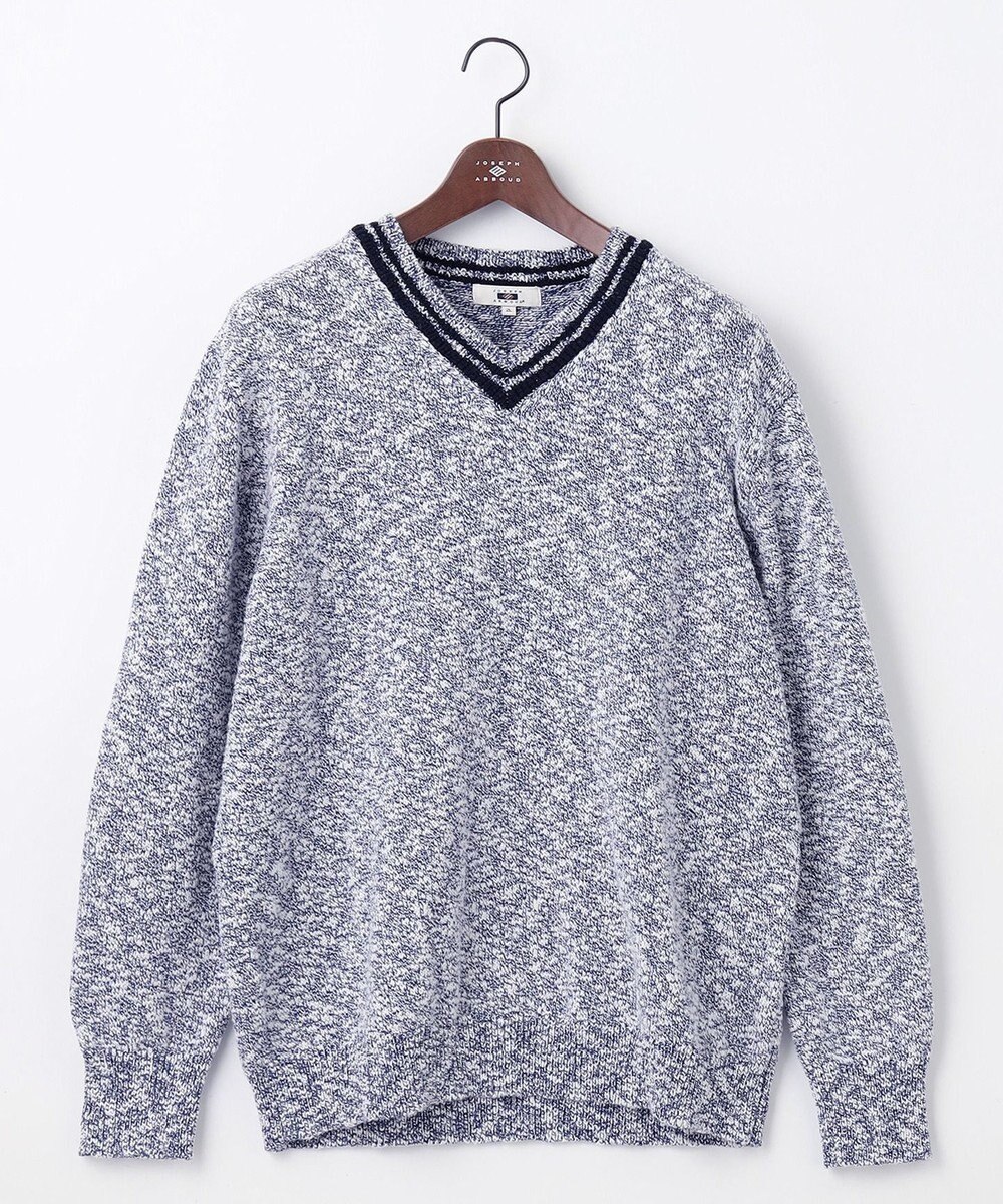 JOSEPH ABBOUD 【キングサイズ・洗える・イタリア糸使用】コットンスラブ Vネック ニット 