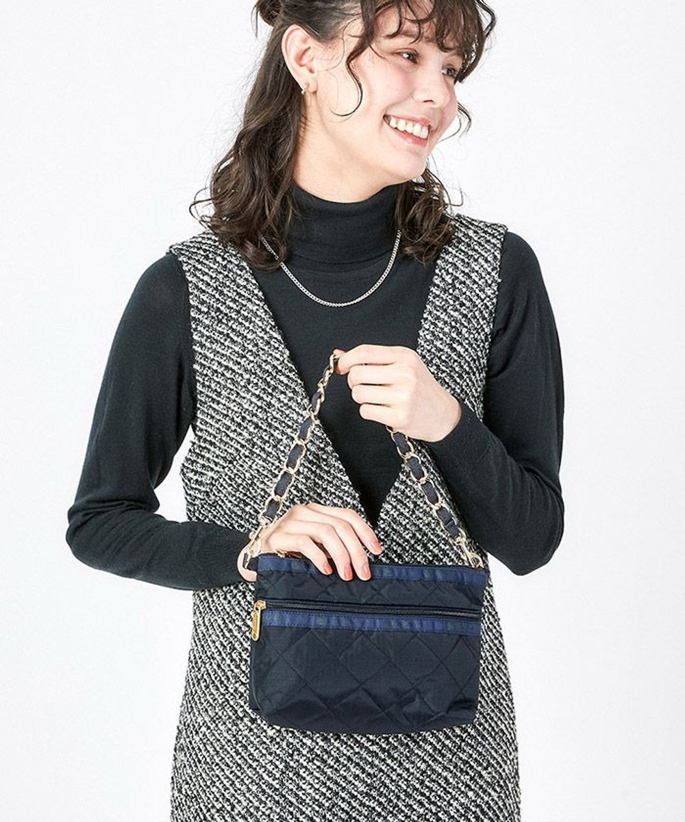 LeSportsac CHAIN COSMETIC CLUTCH/ディープシーブルーキルト ディープシーブルーキルト