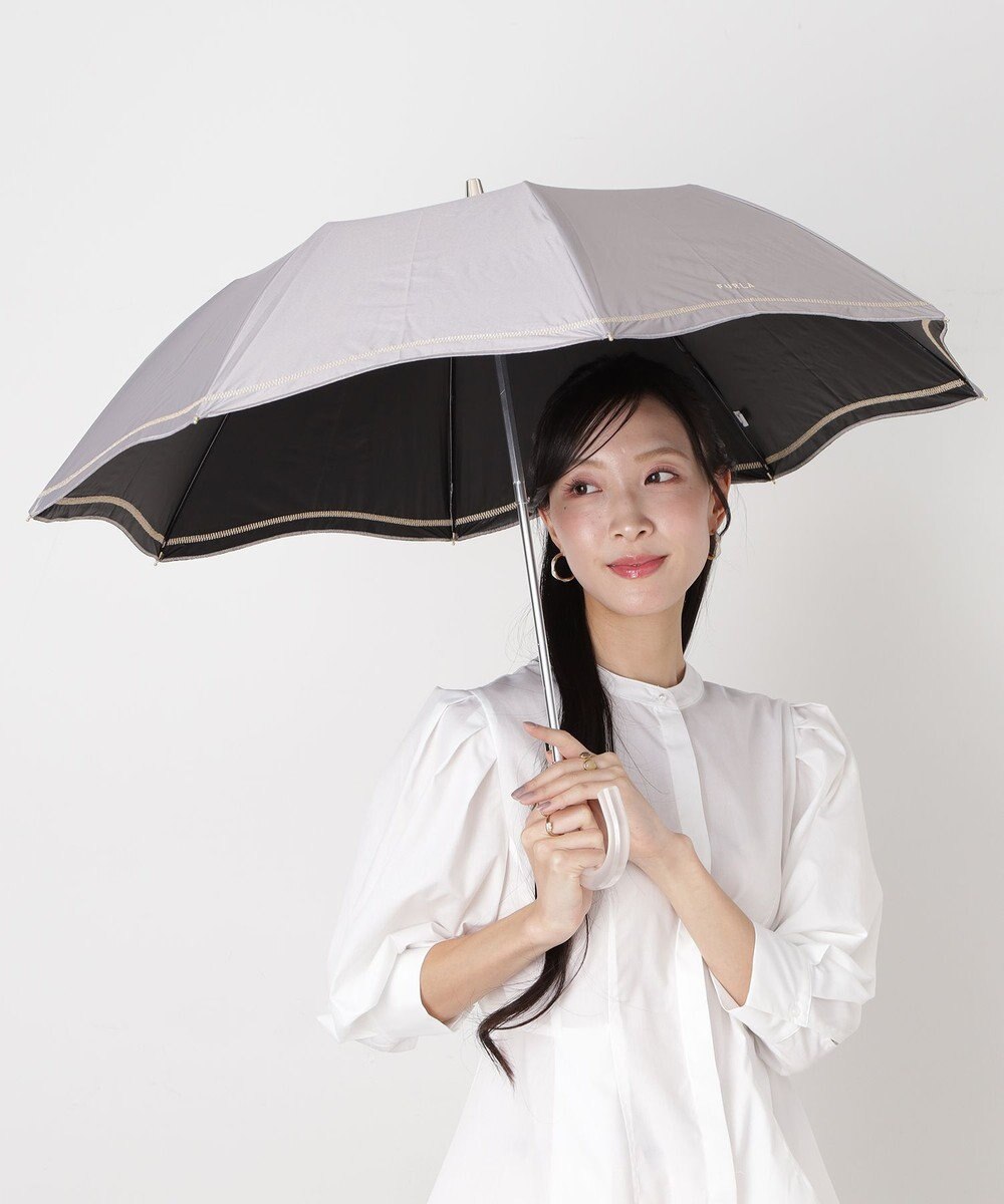 MOONBAT 【 遮光率100％/遮熱/UV】FURLA(フルラ) 晴雨兼用日傘 ジッパー刺繍 折りたたみ傘 楽折 