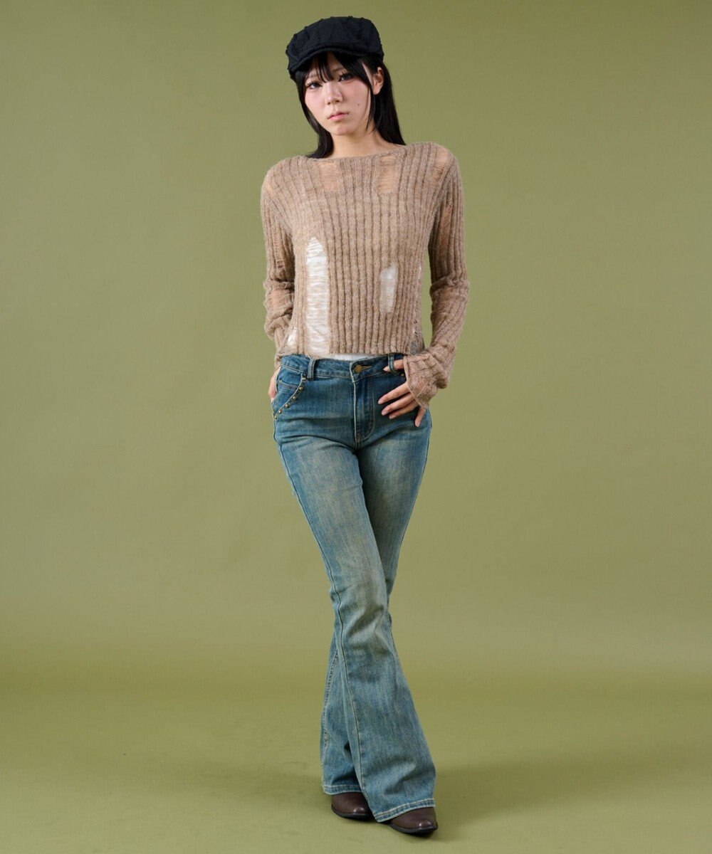 WEGO ダメージショートニット 