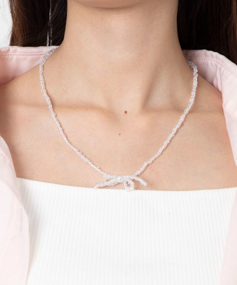 WEGO Lカラービーズリボンネックレス 