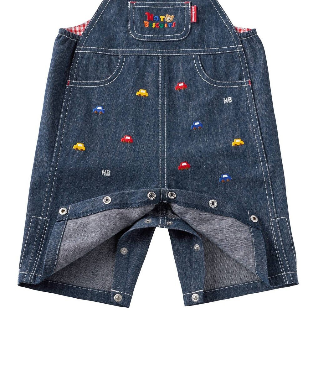 MIKI HOUSE HOT BISCUITS 【70-90cm】 くるま刺繍 オーバーオール＆ポロシャツギフトセット【BOX付き】 