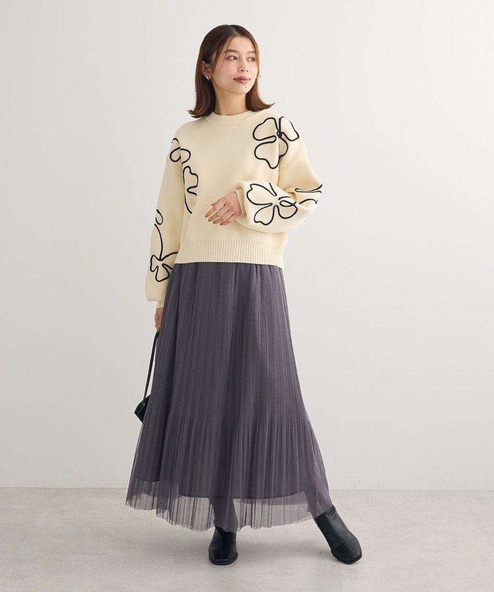 Green Parks ・ＥＬＥＮＣＡＲＥ　ＤＵＥ　コード刺繍花柄ニット 