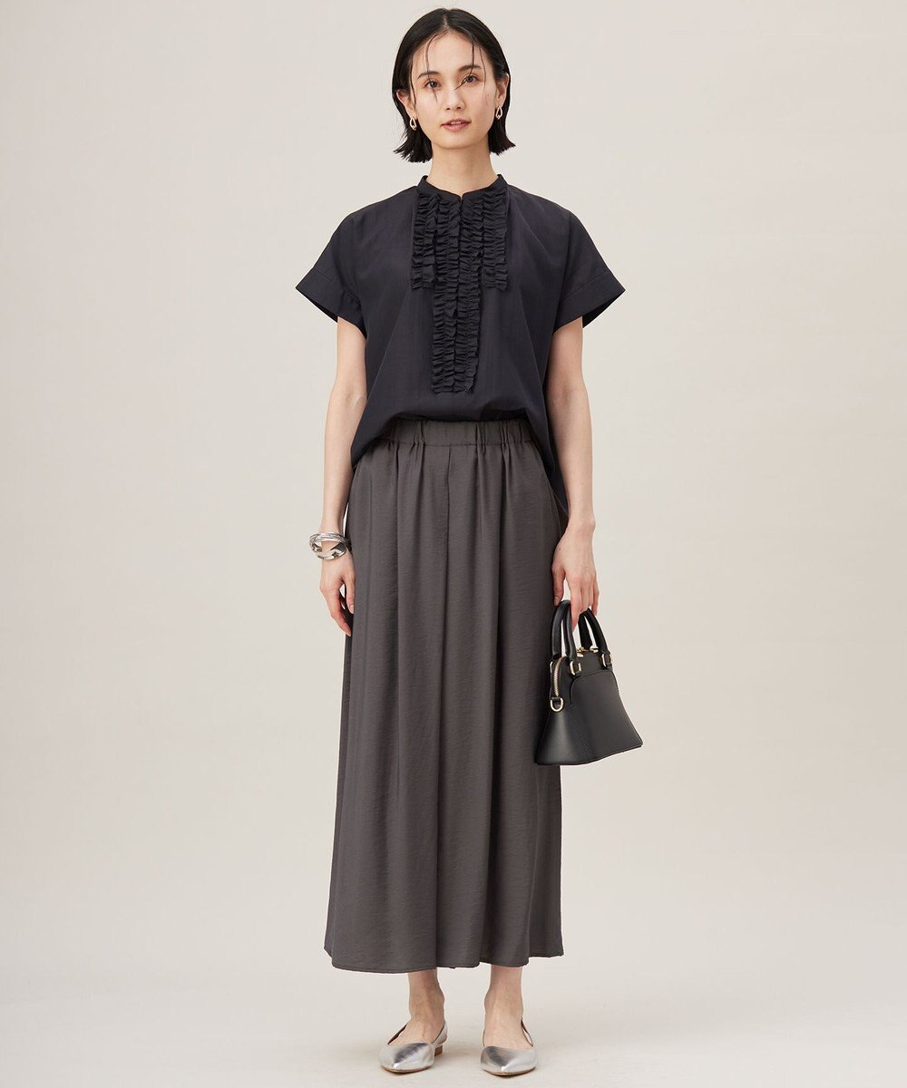 自由区 【洗える】ソフトリネンフリルディティール ブラウス 