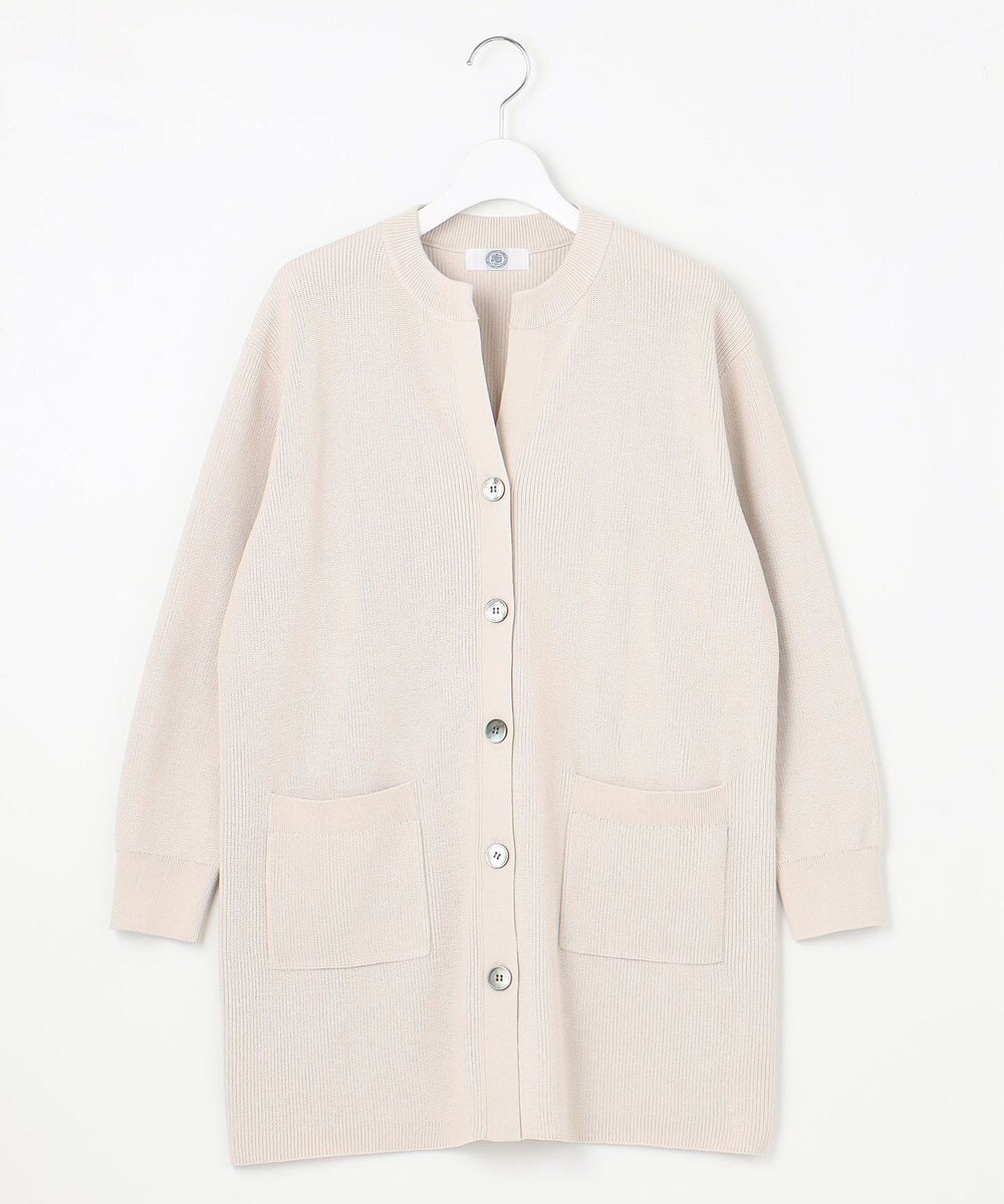J.PRESS LADIES 【洗える】ORGANIC GASS COTTON キーネック カーディガン 