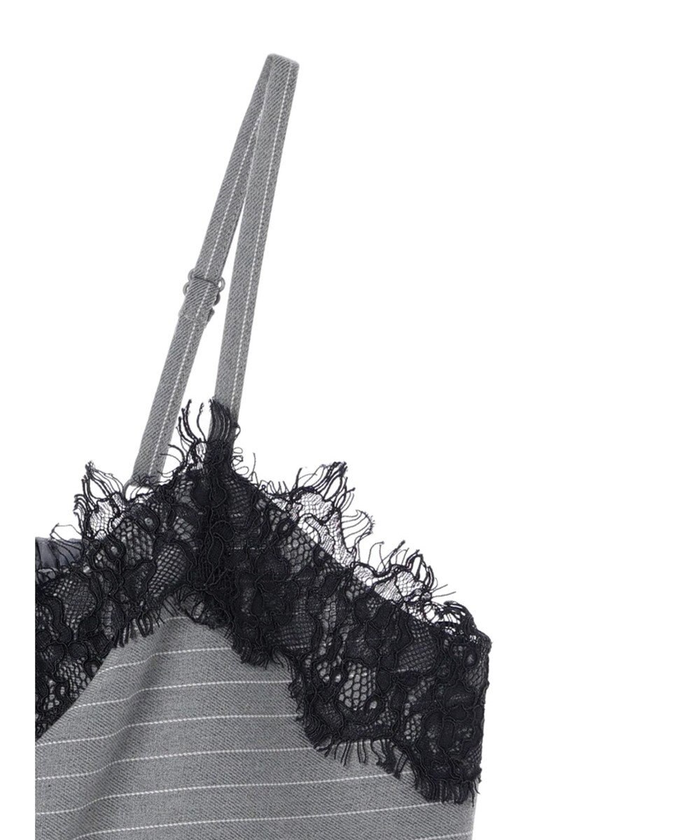 earth music&ecology ピンストライプ胸元レースビスチェ 