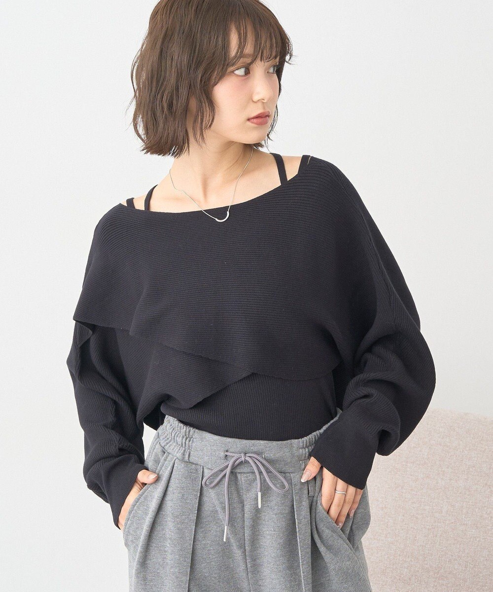 earth music&ecology 【2WAY】【洗濯機洗い可】SET2点クロスニット＋キャミソール 