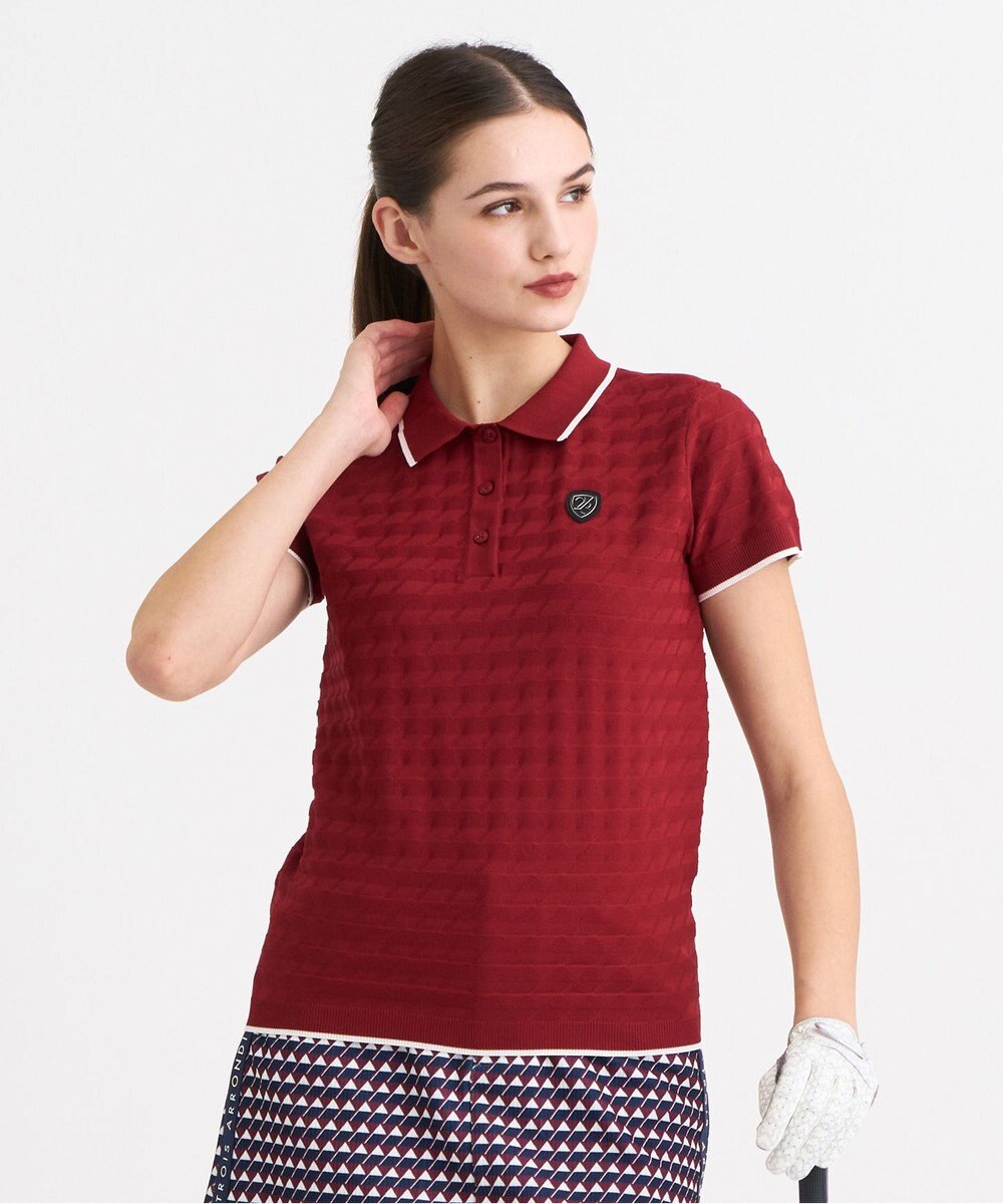 23区GOLF 【WOMEN】フラッグジャガードニットポロシャツ ストレッチ 半袖 
