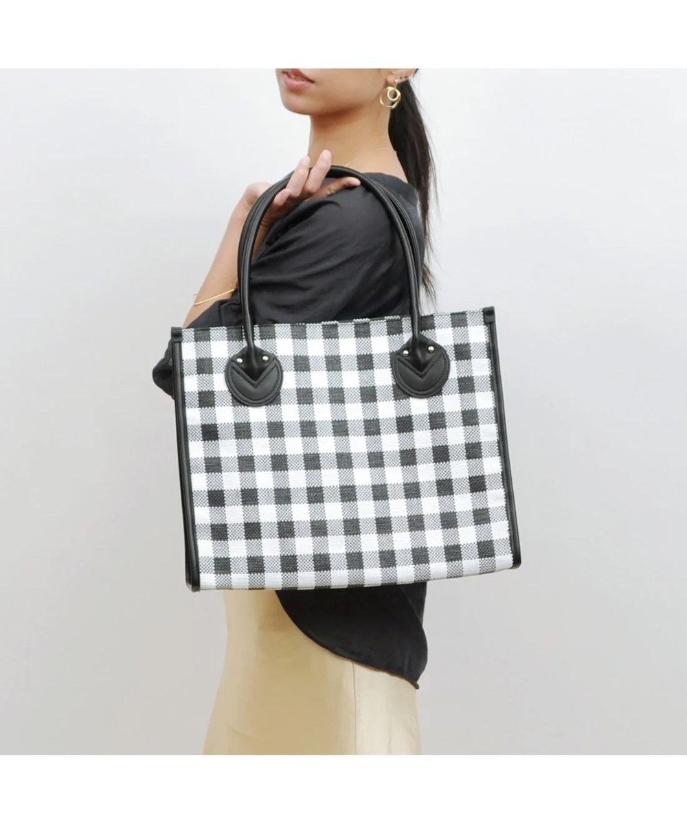 UNBILLION cachecache チェック柄ポリプロピレンシートトートバッグ 