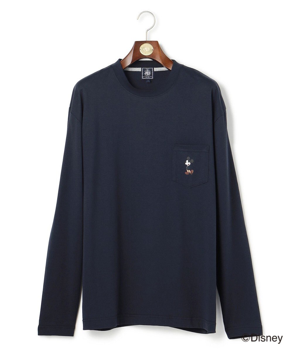 J.PRESS MEN 【DISNEY COLLECTION】【UNISEX】ワンポイントロングスリーブ Tシャツ / ミッキーマウス 