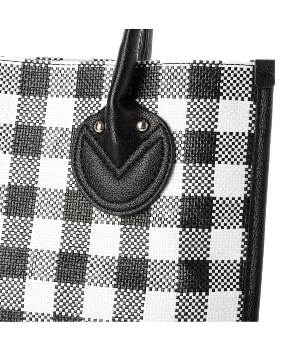 UNBILLION cachecache チェック柄ポリプロピレンシートトートバッグ 