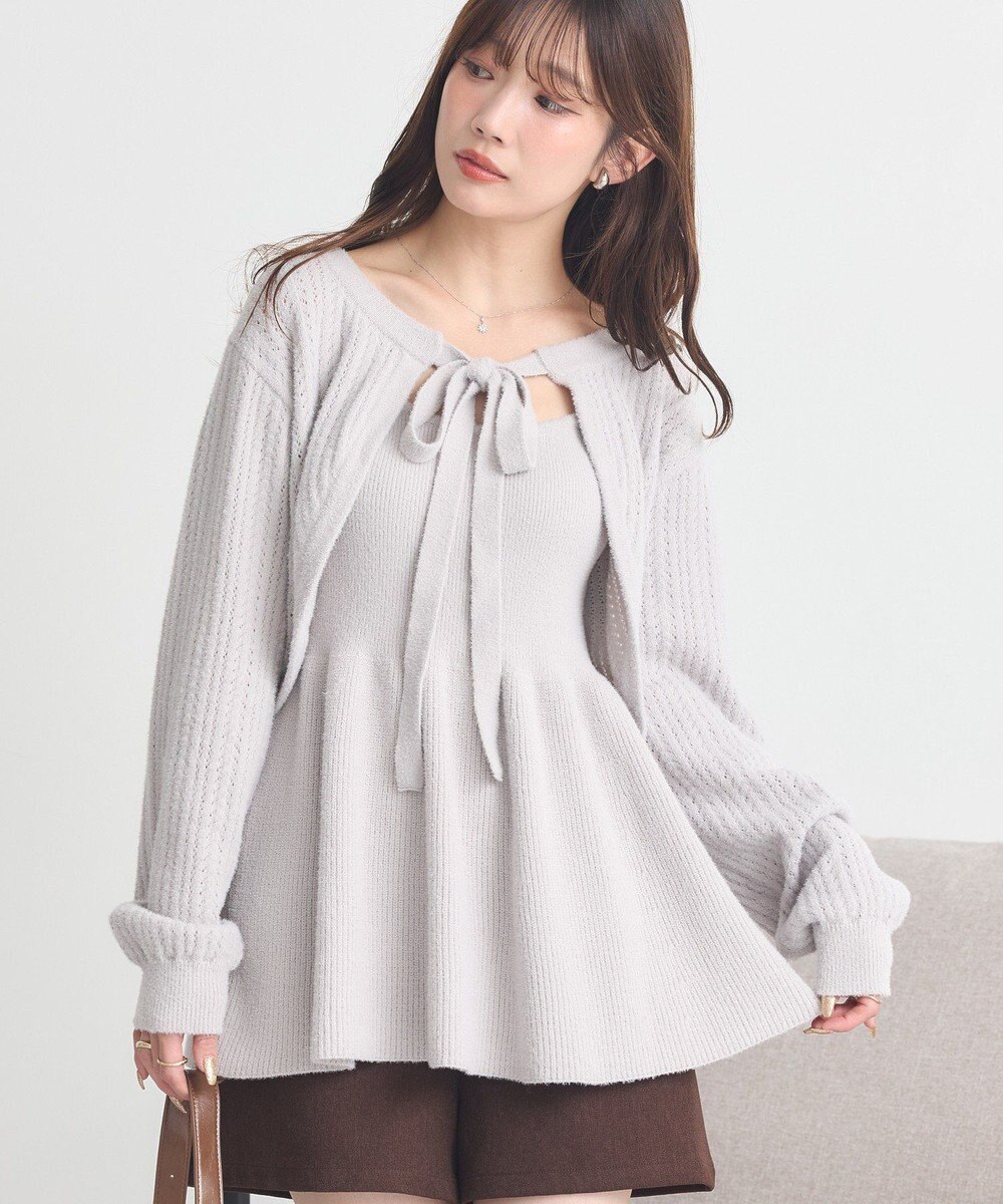 earth music&ecology 【SET ITEM】SET2点ショートボレロ＋ペプラムニットキャミ 