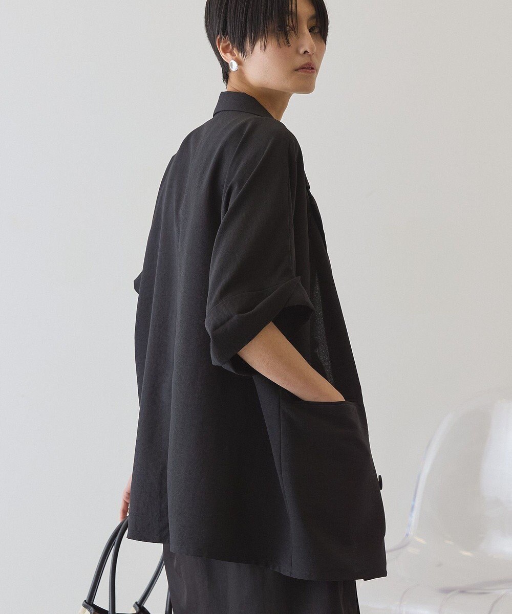 AMERICAN HOLIC 【先行予約】【イージーケア】リネンライク半袖ジャケット 