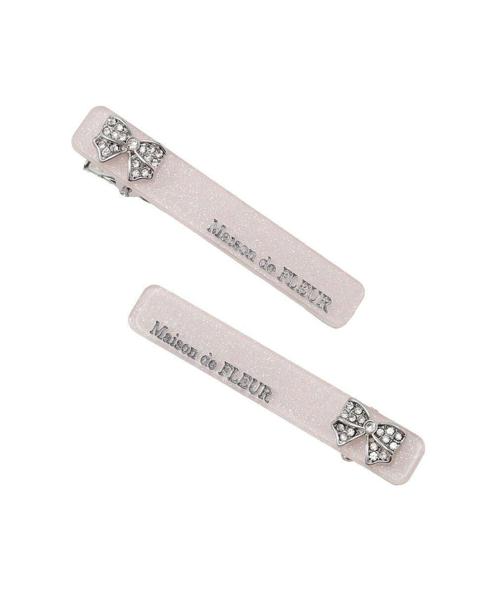 Maison de FLEUR 【2個セット】ビジューリボンアクリルクリップセット 