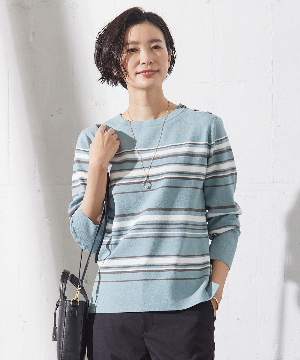 洗える】RAYON STRETCH BORDER ボートネック ニット / J.PRESS LADIES