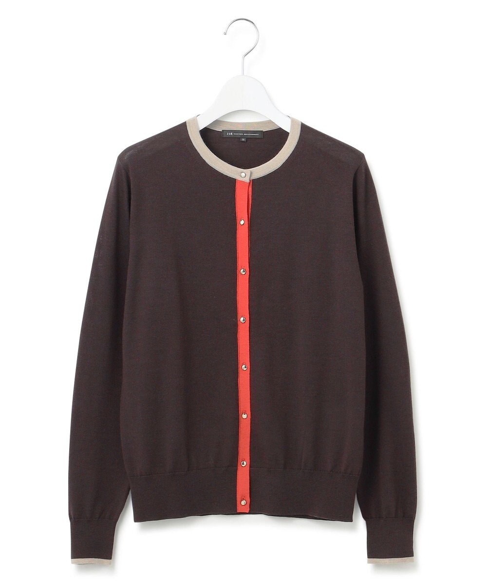 23区 S 【洗える】サステナブルウール バイカラー カーディガン 