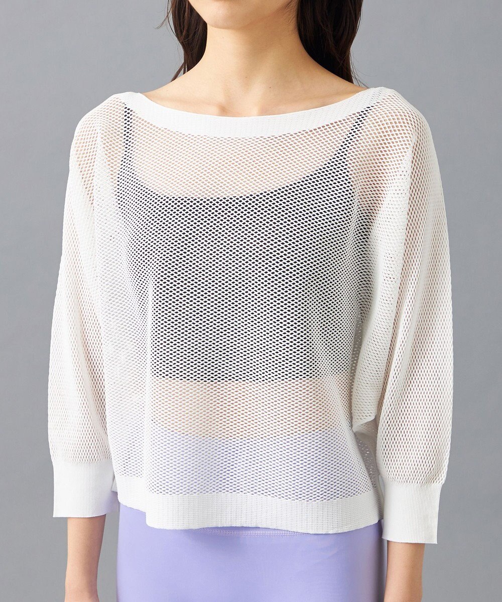 Chacott 【ノーソーイングニット】7分袖メッシュニットTシャツ 