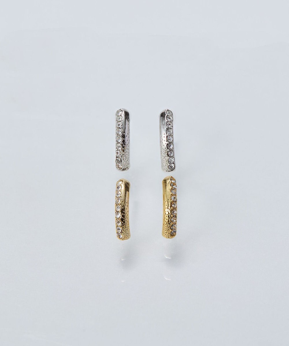 Phoebe 【金属アレルギー対応】テクスチャードスパークビジューピアス/ニッケルフリー シルバー 