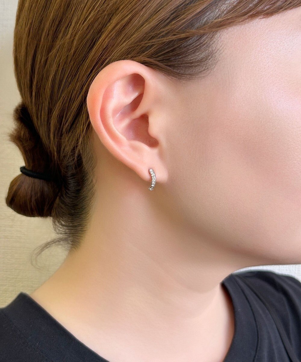 Phoebe 【金属アレルギー対応】テクスチャードスパークビジューピアス/ニッケルフリー シルバー 