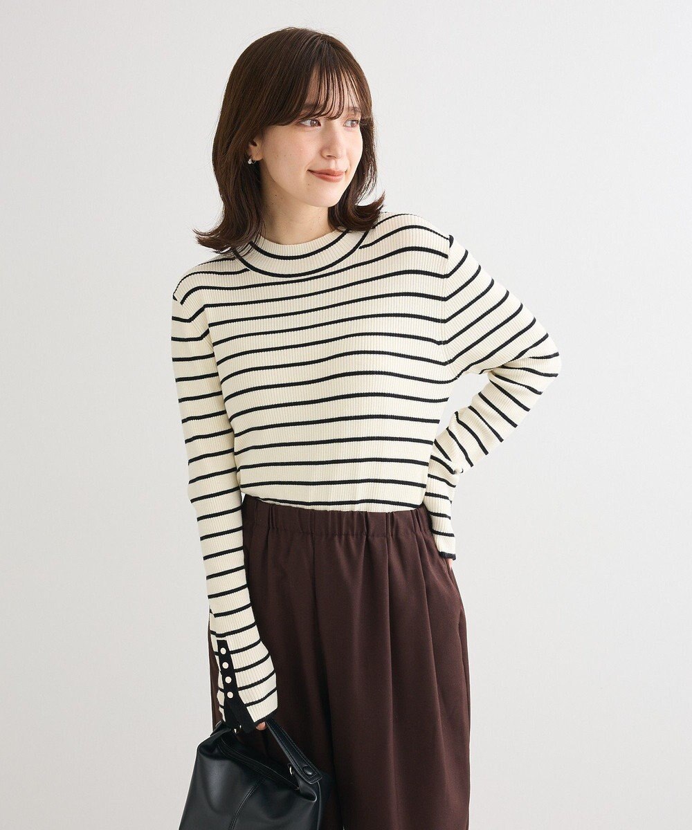 Green Parks 袖口金釦リブニットプルオーバー 