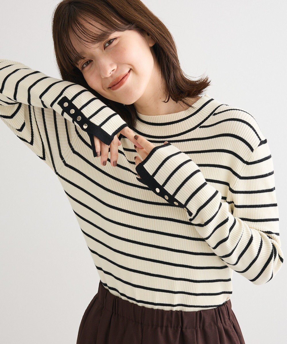 Green Parks 袖口金釦リブニットプルオーバー 