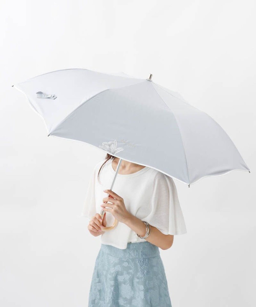 AURORA 【 NINA RICCI（ニナリッチ）】アップリケ刺しゅう/パイピング晴雨兼用傘（折りたたみ傘） 