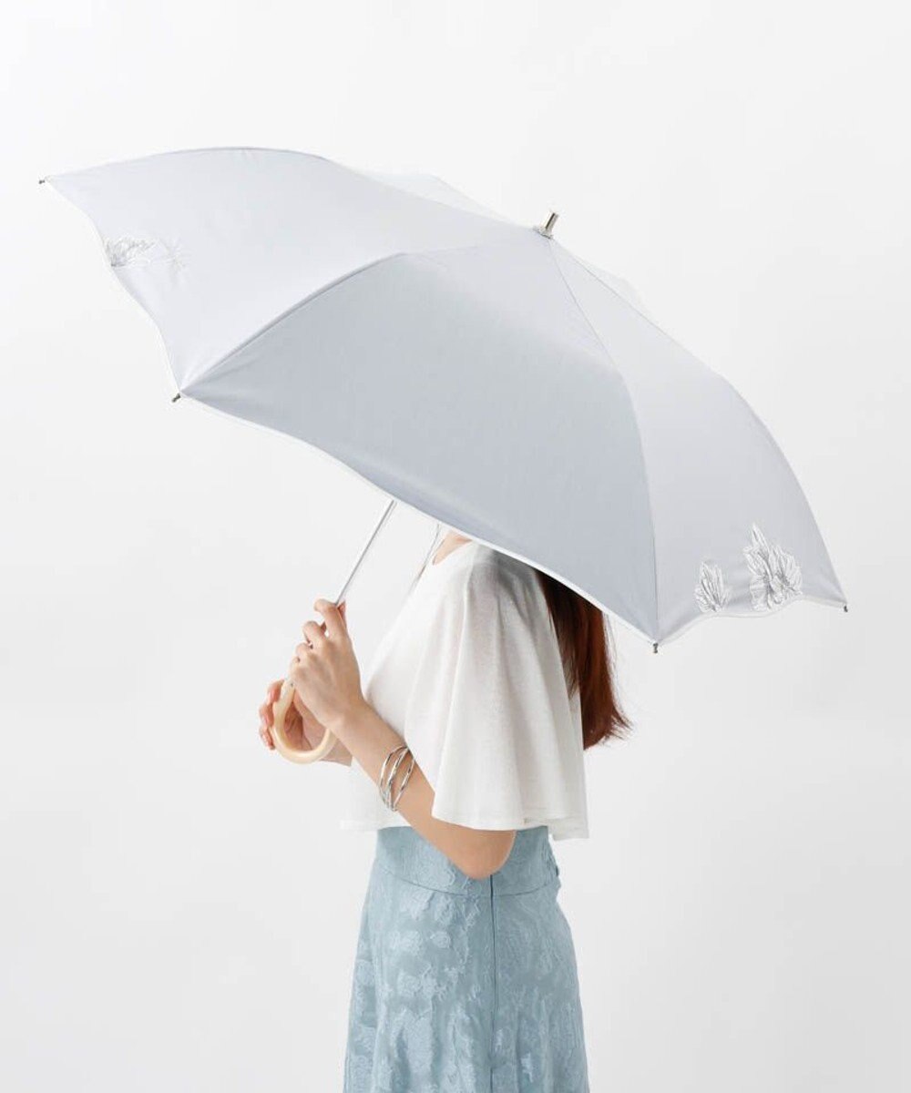 AURORA 【 NINA RICCI（ニナリッチ）】アップリケ刺しゅう/パイピング晴雨兼用傘（折りたたみ傘） 