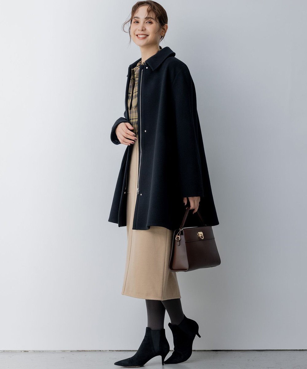 組曲 L ショートビーバー ステンカラー コート 