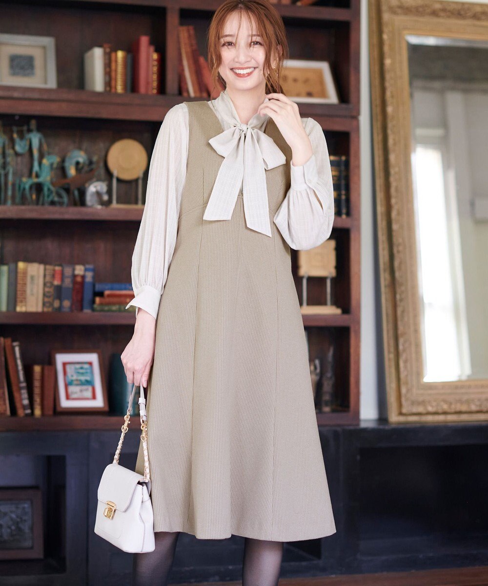 ANY SIS 【美人百花11月号掲載】シャドーチェックボウタイ ブラウス 