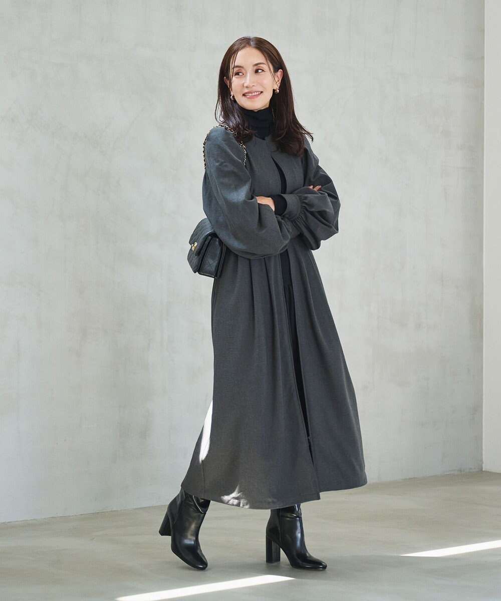 #Newans 【セレモニーにも】〈亀恭子さんコラボ〉ボリュームスリーブロングワンピース 