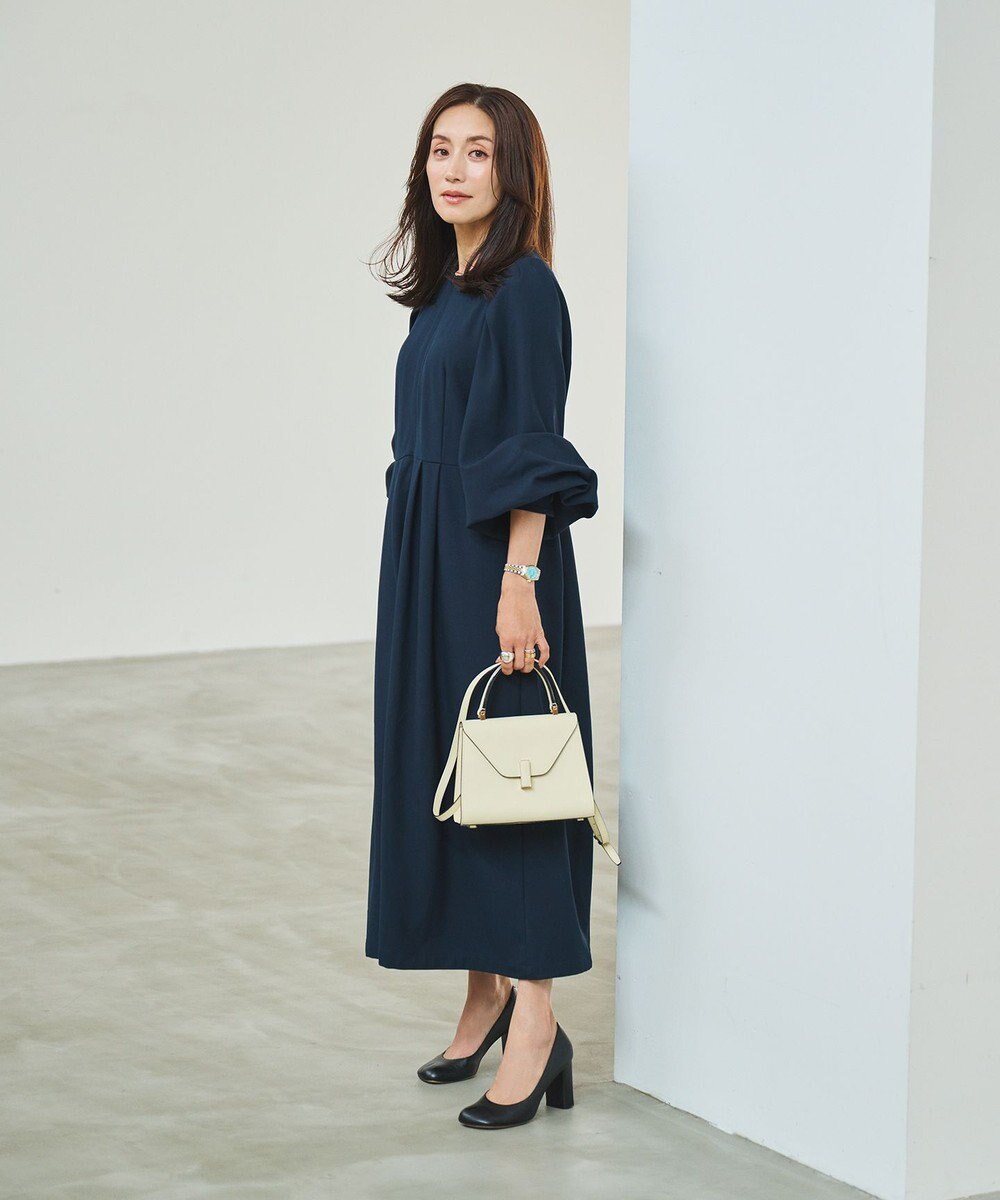 #Newans 【セレモニーにも】〈亀恭子さんコラボ〉ボリュームスリーブロングワンピース 