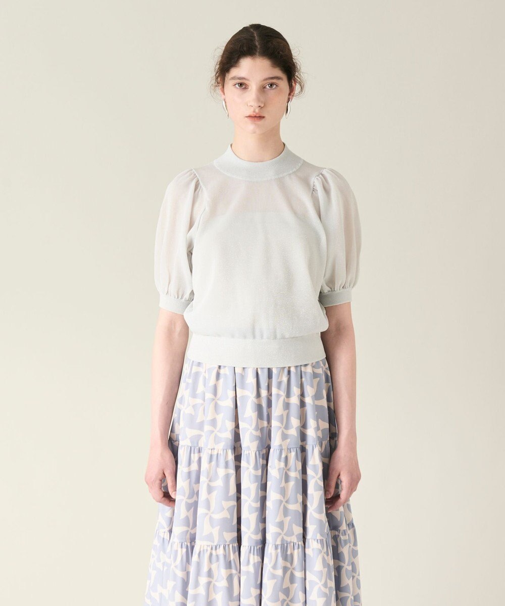 GRACE CONTINENTAL ラメシアーパフニットトップ 