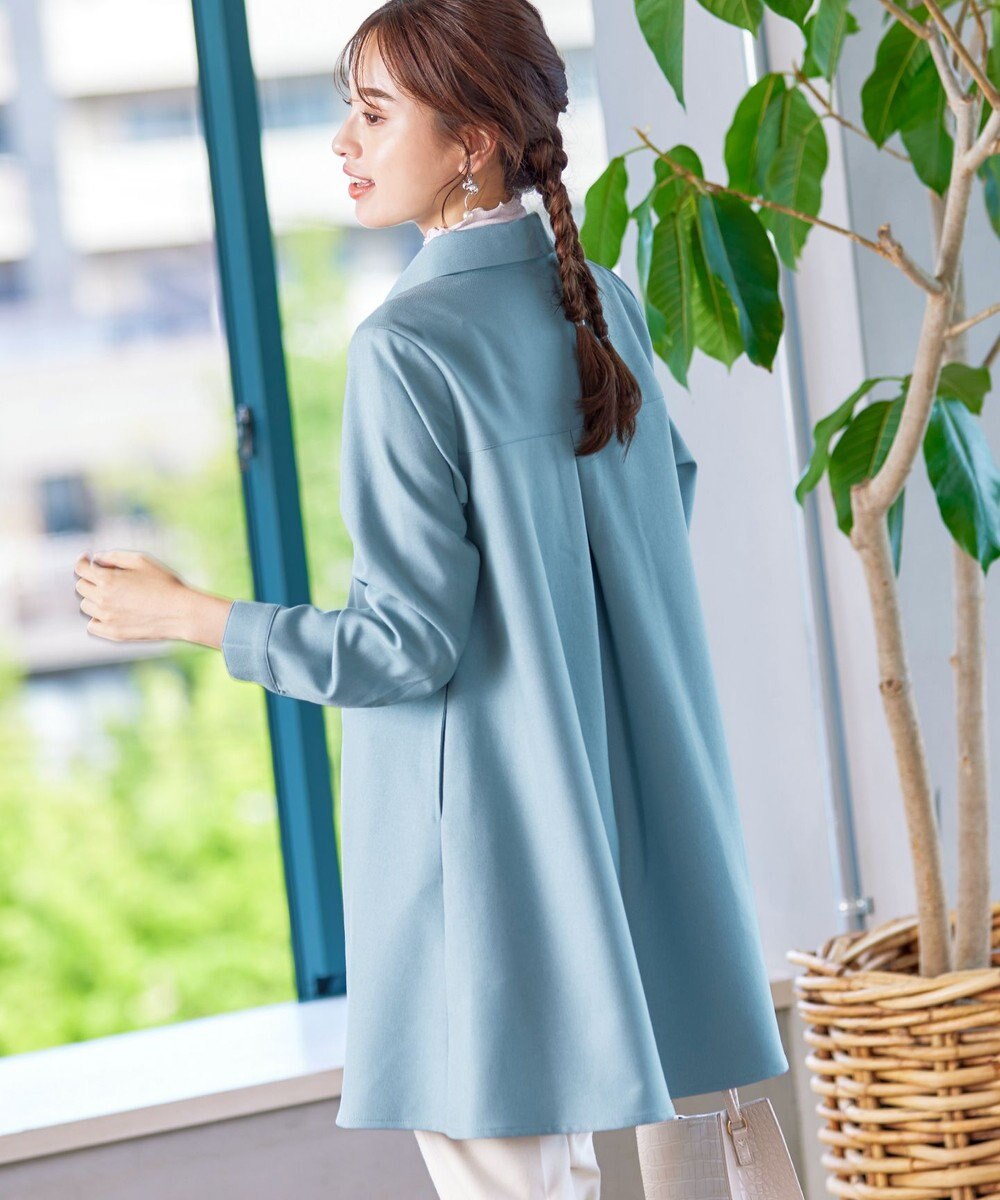 Tiaclasse 【洗える】ウール調パールボタンシャツチュニックブラウス 