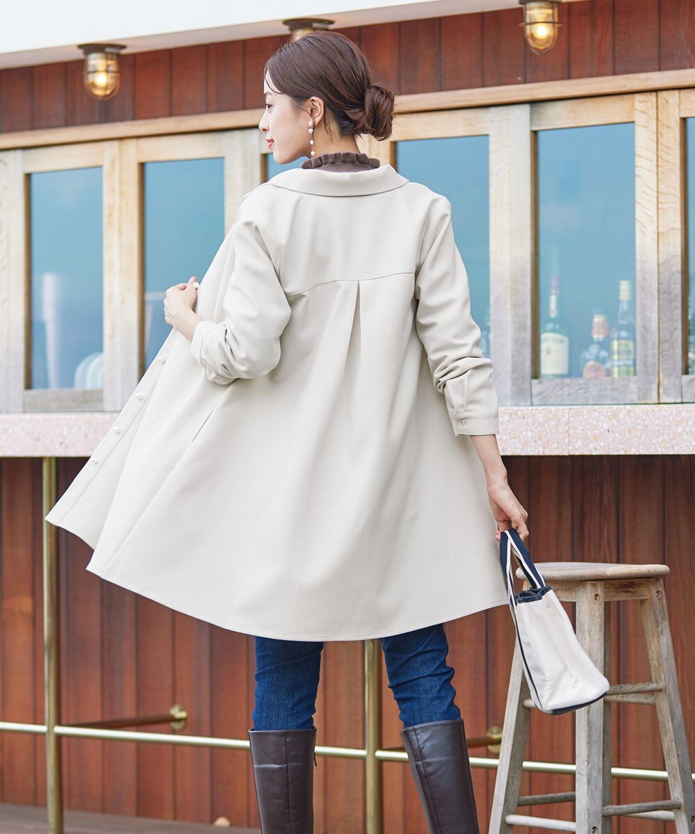 Tiaclasse 【洗える】ウール調パールボタンシャツチュニックブラウス 